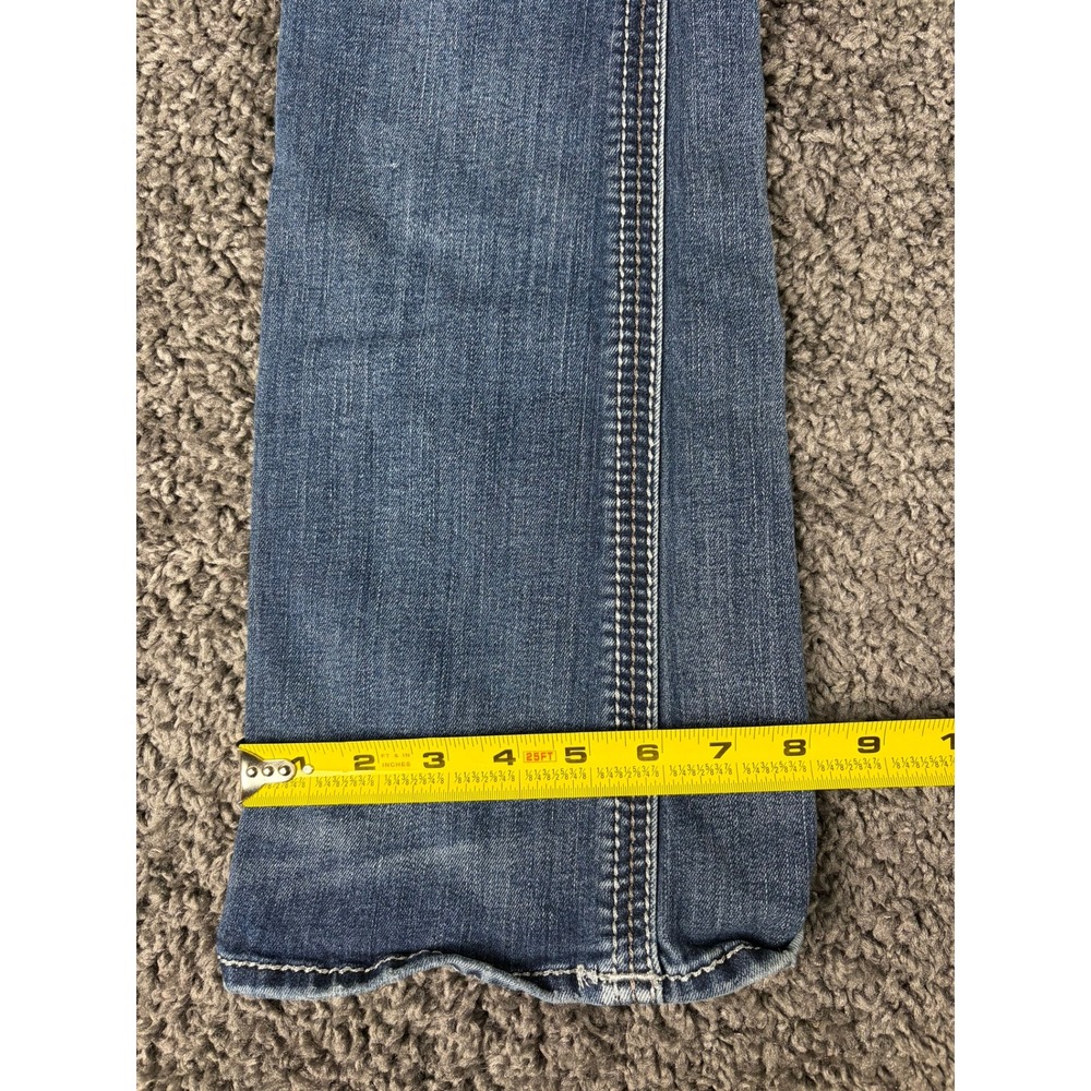 Rock Revival Sapphire Mid-Rise Bootcut Jeans Blue Rhinestone Embroidered 27 - Picture 9 of 10